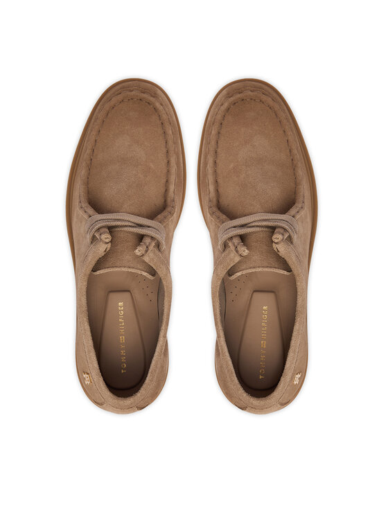 Tommy Hilfiger Nizki čevlji Tommy Hilfiger Lightweight Suede Apron Toe FW0FW09262 Bež