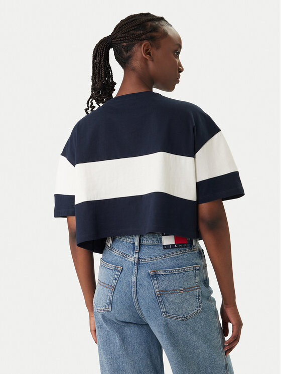 Tommy Jeans Tommy Jeans Camiseta Badge Colour-Blocked DW0DW18706 Azul marino Oversize