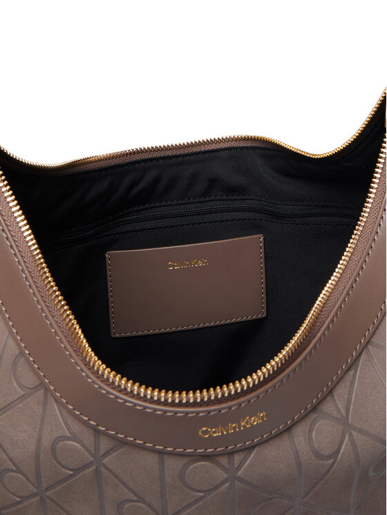 Calvin Klein Ročna torba Calvin Klein Emblem Aop Sueded M Shoulder Bag LV04F3881G Bež