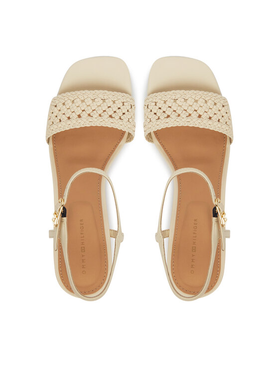 Tommy Hilfiger Sandále Tommy Hilfiger Crochet Lthr Kitten Sandal FW0FW08587 Béžová