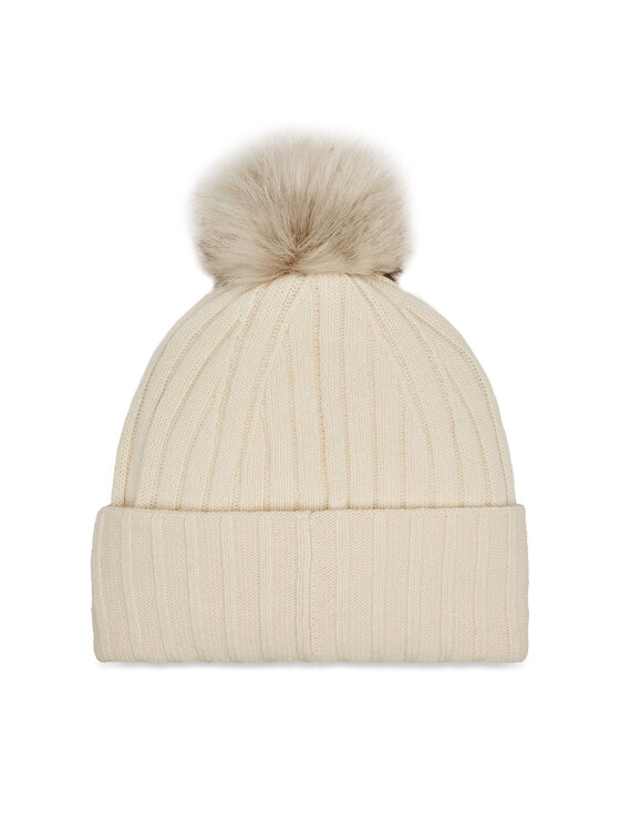 Tommy Hilfiger Sapka Tommy Hilfiger Essential Chic Pompom Beanie AW0AW16125 Ekru