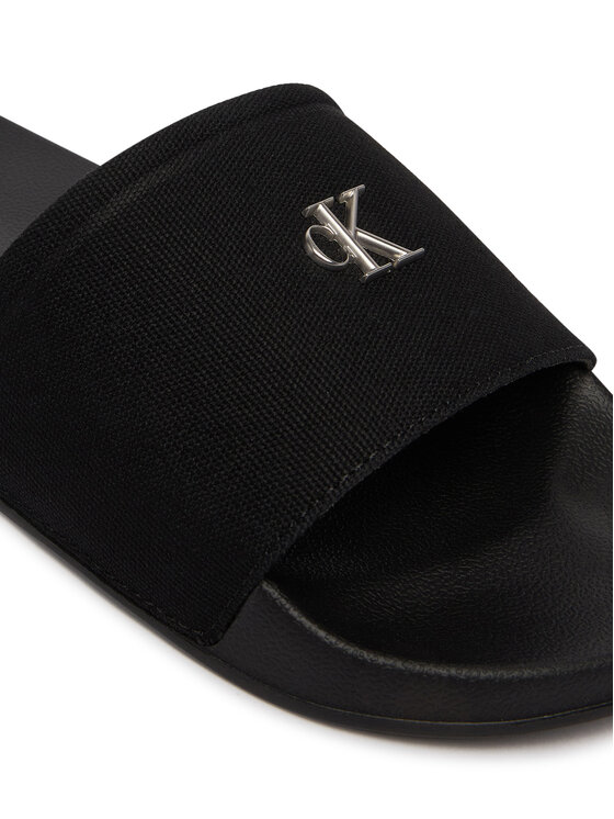 Calvin Klein Šlepetės Calvin Klein Nemo - Canvas Signature Logo Sliders HW0HW02960 Juoda