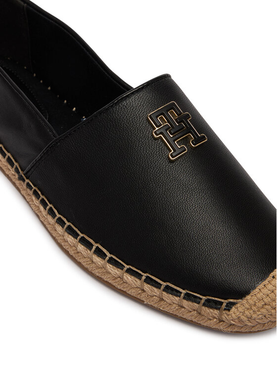 Tommy Hilfiger Espadrilky Tommy Hilfiger Th Logo Leather Espadrille FW0FW09246 Černá