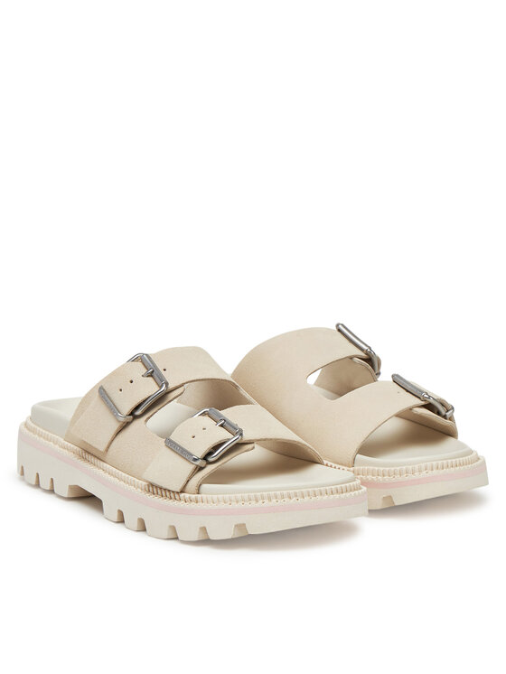 Tommy Jeans Klapki Tommy Jeans Double Strap Sandal Suede EN0EN02797 Écru