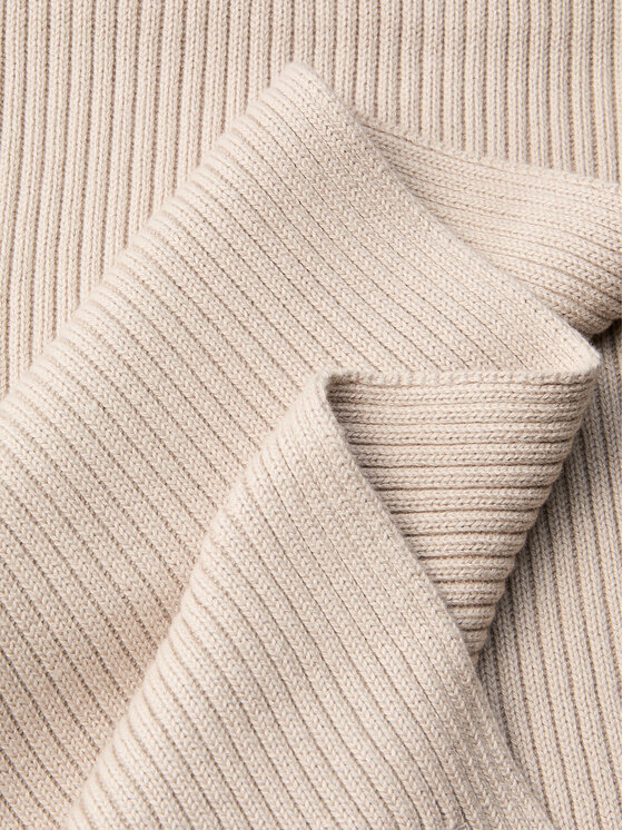 Calvin Klein Šál Calvin Klein Patch Chunky Rib Cotton Scarf LV04D8055G Béžová
