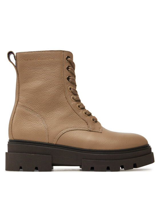Tommy Hilfiger Gležnjače Tommy Hilfiger Bicolor Leather Lace-Up FW0FW08160 Bež