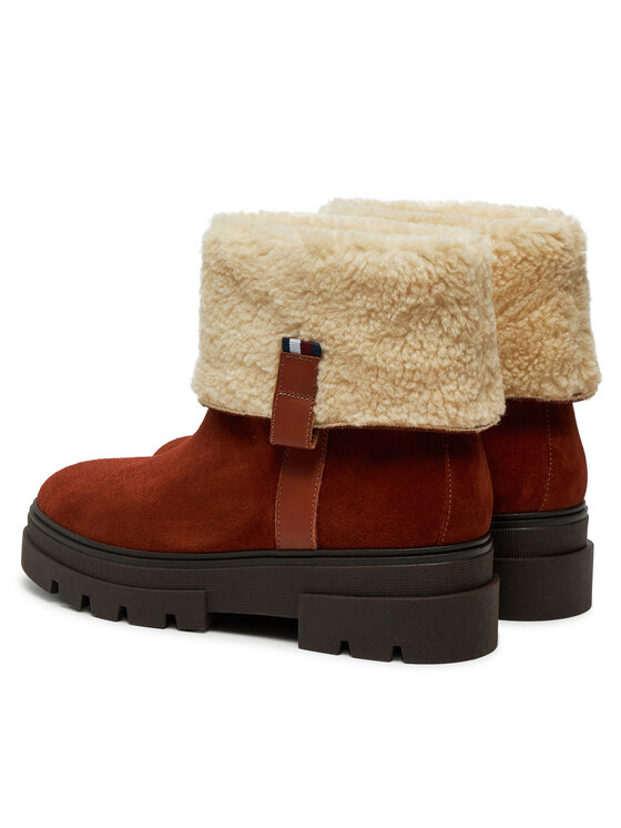 Tommy Hilfiger Botki Tommy Hilfiger Faux Fur Suede Roll-Down Boot FW0FW08158 Brązowy
