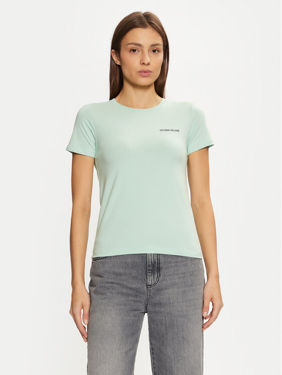 Guess Jeans Guess Jeans Póló W4YI02 J1314 Zöld Regular Fit