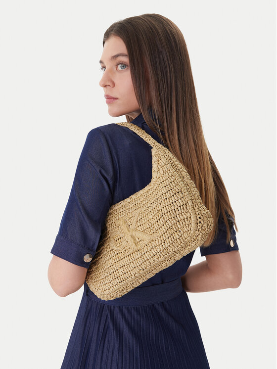 Calvin Klein Borsetta Calvin Klein Bold Ck Raffia Sm Shoulder Bag LV04F3449G Marrone