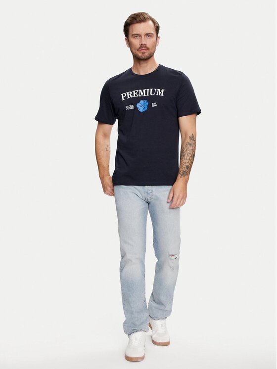 Jack & Jones Jack & Jones Marškinėliai Jprblaalfie 12259673 Tamsiai mėlyna Regular Fit