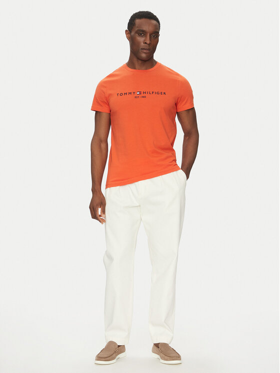 Tommy Hilfiger Tommy Hilfiger Majica Logo MW0MW11797 Oranžna Slim Fit