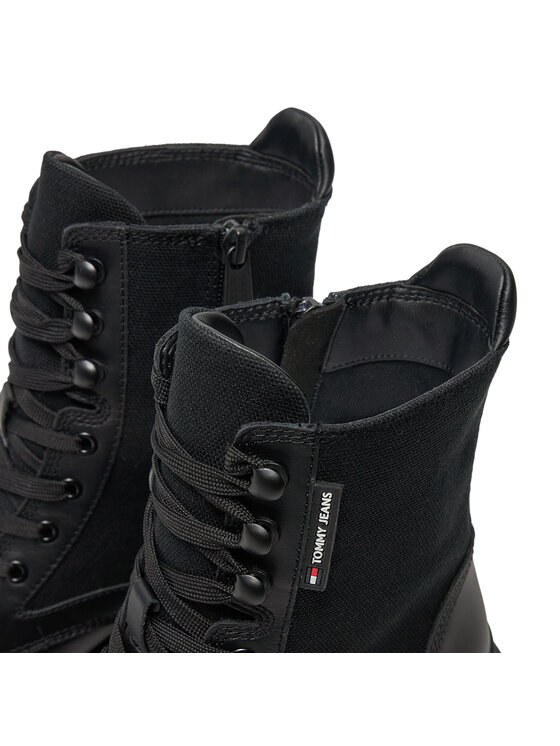 Tommy Jeans Kotníková obuv Tommy Jeans Tjw Mid Heel Boot Mix Media EN0EN02556 Černá