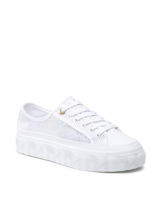 Tommy Hilfiger Zapatillas de tenis Tommy Hilfiger Glitter Transparent Vulc Sneaker FW0FW05538 Blanco