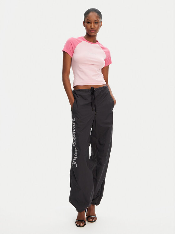 Juicy Couture Juicy Couture Marškinėliai Contrast JCWCT125307 Rožinė Slim Fit