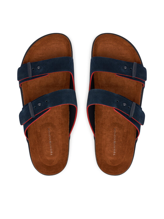 Tommy Hilfiger Natikače Tommy Hilfiger Cork Adjustable Suede Sandal FM0FM05869 Tamnoplava