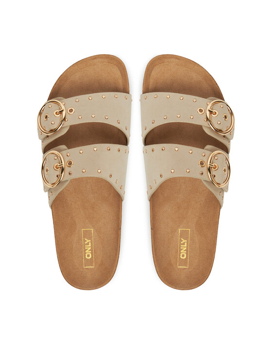 ONLY Shoes Şlapi ONLY Shoes Onlmaxi-15 Pu Studs Buckle 15341190 Écru