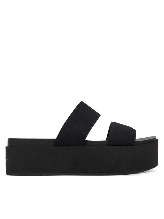 Calvin Klein Jeans Natikači Calvin Klein Jeans Flatform Sandal Webbing In YW0YW01789 Črna