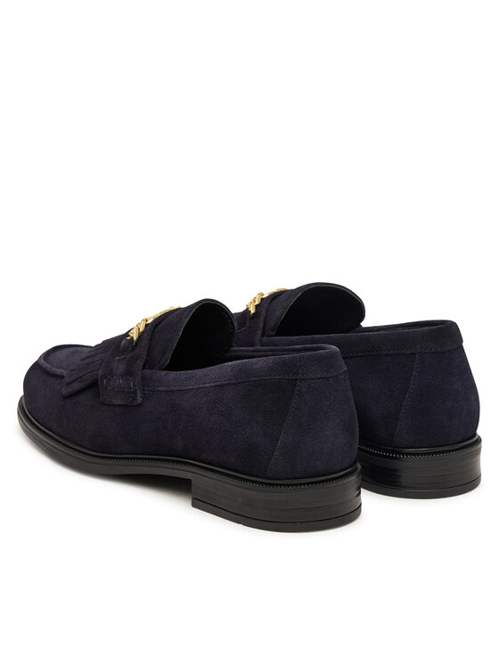 Tommy Hilfiger Loafersy Tommy Hilfiger Th Chain Fringe Suede Loafer FW0FW09918 Granatowy