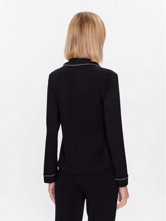 Hunkemöller Hunkemöller Zgornji del pižame Jacket 201739 Črna Regular Fit