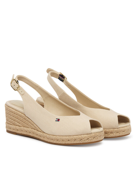 Tommy Hilfiger Espadrilles Tommy Hilfiger Mid Wedge Espad Slingback FW0FW09228 Bēšs