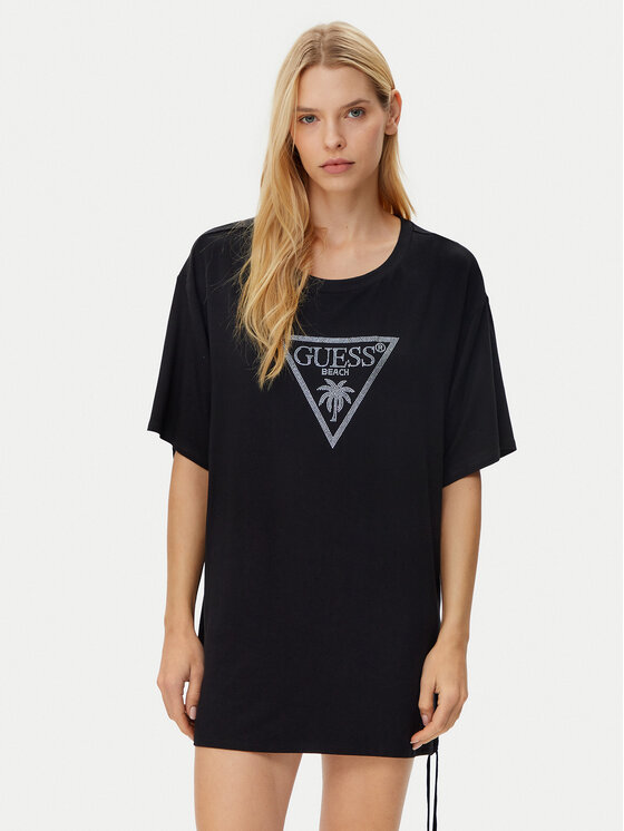 Guess Guess Футболка E4GI00 K68D2 Чорний Regular Fit