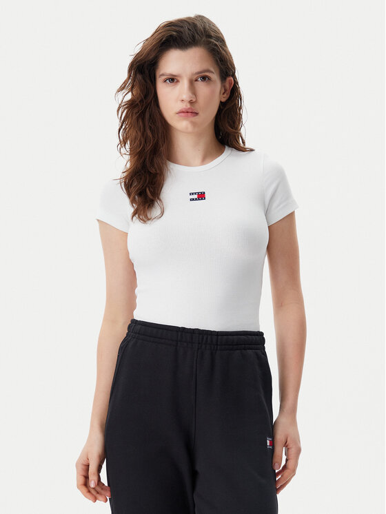 Tommy Jeans Tommy Jeans Póló Badge DW0DW17881 Fehér Slim Fit