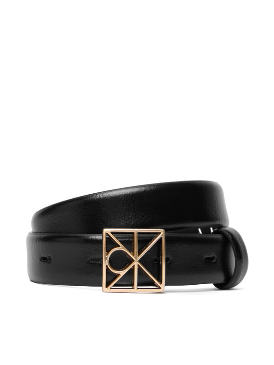 Calvin Klein Pasek Damski Calvin Klein Emblem Buckle 25Mm Fixed Smooth LV04F7072G Czarny