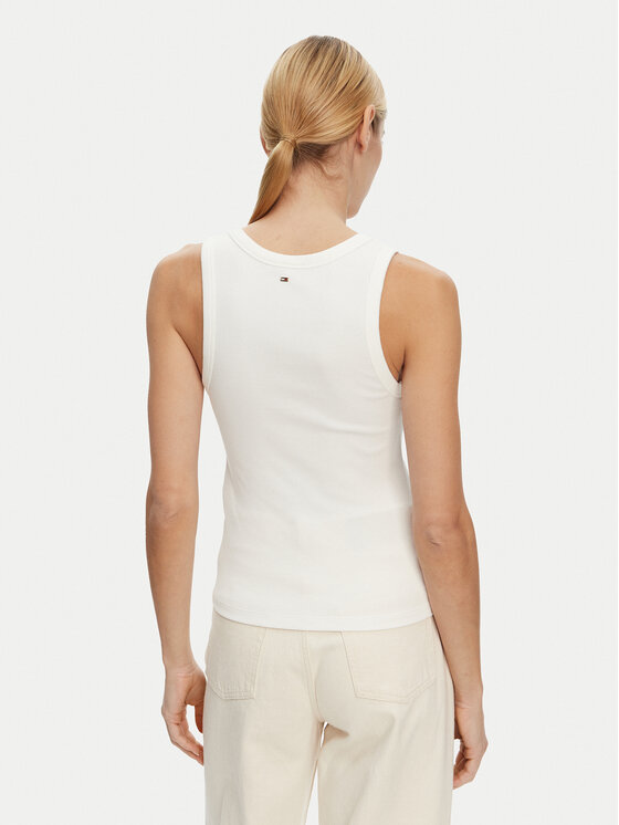 Tommy Hilfiger Tommy Hilfiger Top Henley WW0WW43920 Blanco Slim Fit