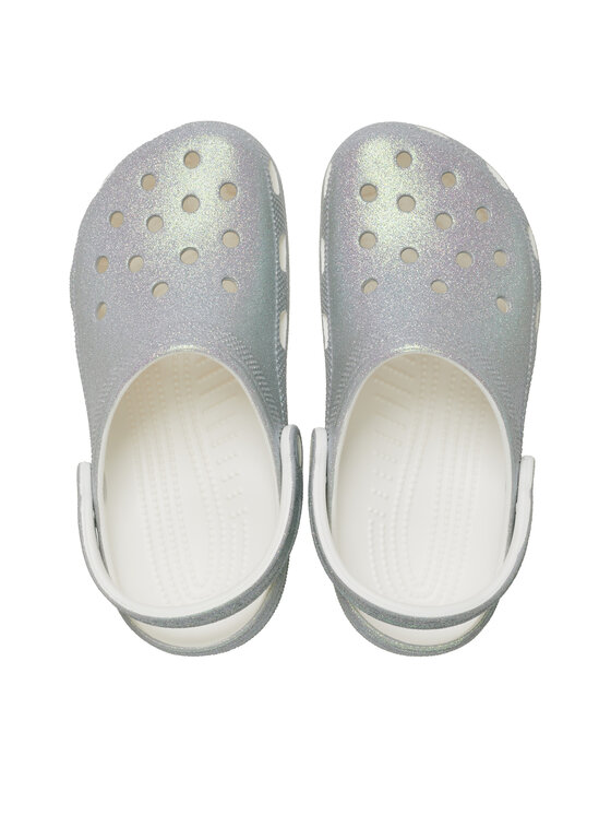 Crocs Şlapi Crocs Classic Iridescent Glitter Clog 211005 Argintiu