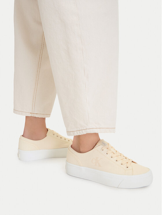 Calvin Klein Αθλητικά Calvin Klein Vulc Flatform Low Canvas Mg YW0YW01763 Εκρού