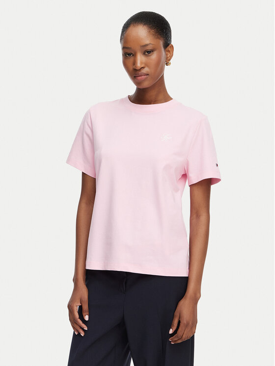 Tommy Hilfiger Tommy Hilfiger Camiseta Th Script WW0WW49941 Rosa claro Regular Fit
