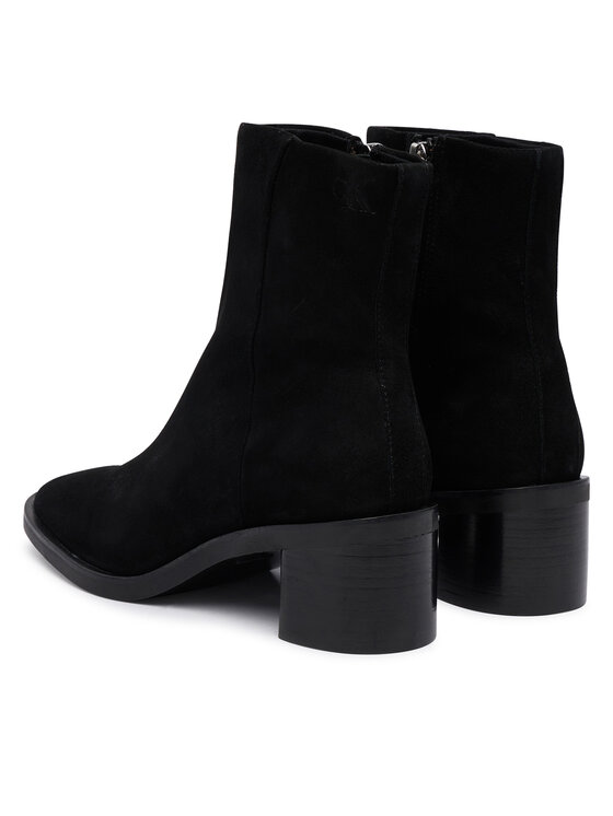 Calvin Klein Botine Calvin Klein Block Heel Ank Boot Suede HW0HW03221 Negru