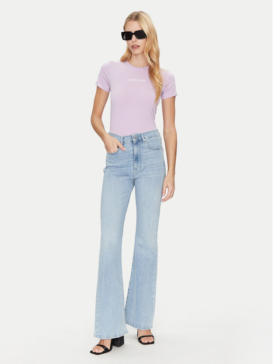 Guess Jeans Guess Jeans Футболка W4YI01 J1314 Фіолетовий Slim Fit