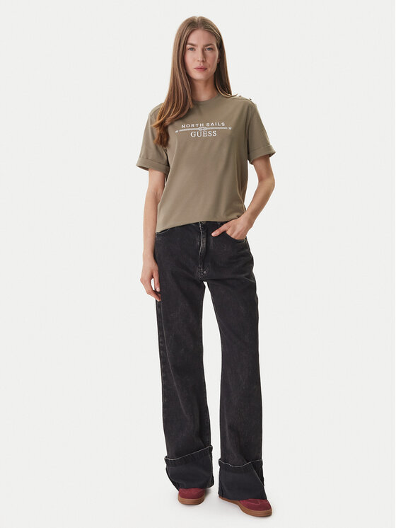 Guess Guess Camiseta GUESS x NORTH SAILS W6GI03 K2657 Verde Relaxed Fit