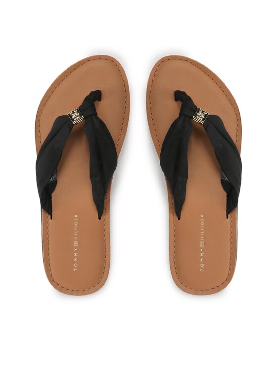 Tommy Hilfiger Šlepetės per pirštą Tommy Hilfiger Th Elevated Beach Sandal FW0FW06985 Juoda