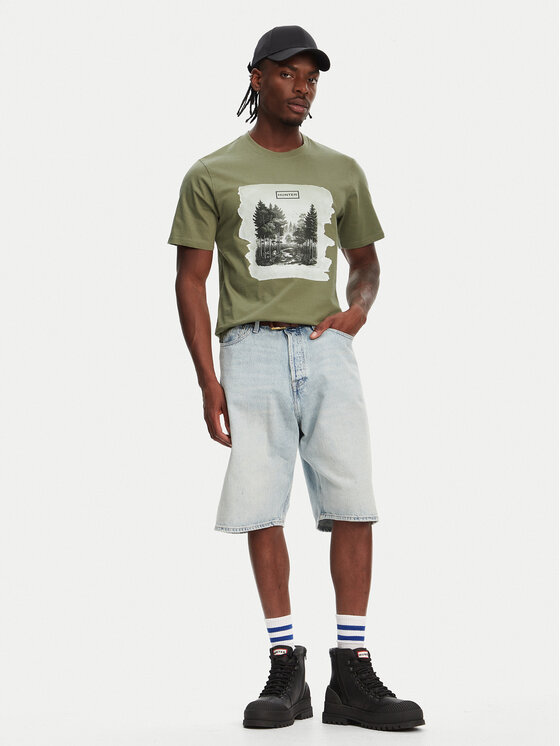Hunter Hunter T-shirt Duart Graphic HARM0033251 Kaki Regular Fit