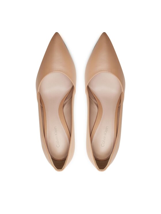 Calvin Klein Обувки на ток Calvin Klein Heel Pump 90 Leather HW0HW01928 Бежов