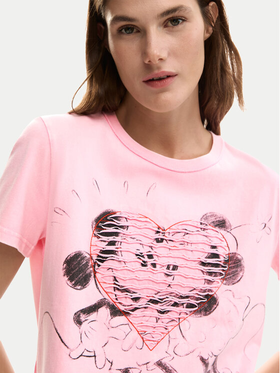 Desigual Desigual Camiseta Core Mickey 26SWTK42 Rosa Regular Fit