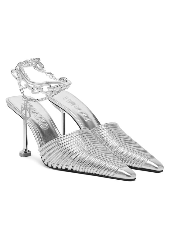 Naked Wolfe Шльопанці Naked Wolfe Chromed 00078 Срібний