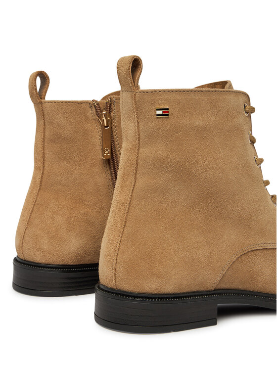 Tommy Hilfiger Bakancs Tommy Hilfiger Enamel Flag Suede Lace-Up Boot FW0FW09681 Világosbarna