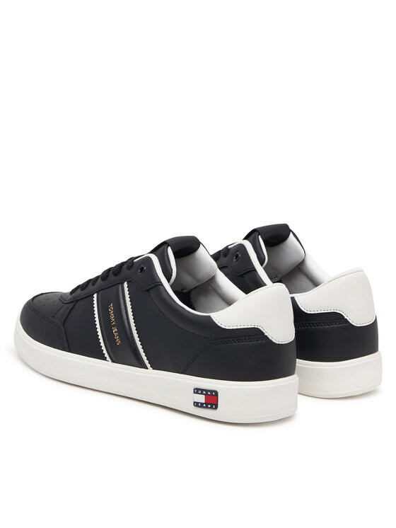 Tommy Jeans Sneakersy Tommy Jeans Lightweight Flag Leather Court EM0EM01758 Černá