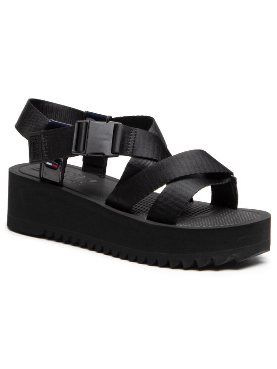 Tommy Jeans Sandalias Tommy Jeans Iridescent Strappy Sandal EN0EN01332 Negro