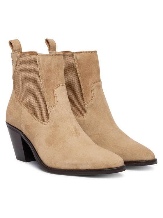 Tommy Hilfiger Μποτάκια Tommy Hilfiger Suede Western Chelsea Boot FW0FW09581 Μπεζ