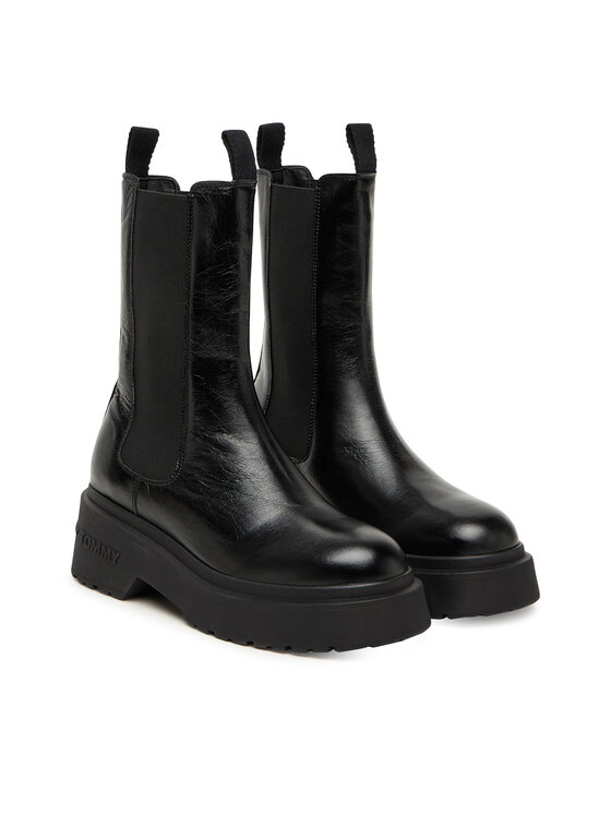 Tommy Jeans Jātnieku stila puszābaki Tommy Jeans Tjw Chunky Shiny EN0EN02888 Melns