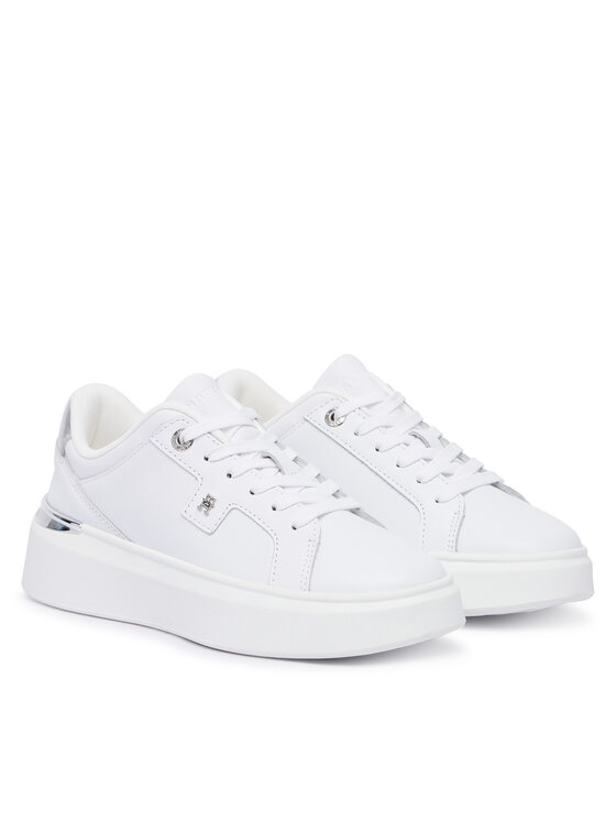Tommy Hilfiger Laisvalaikio batai Tommy Hilfiger Th Platform Chic Sneaker FW0FW09626 Balta