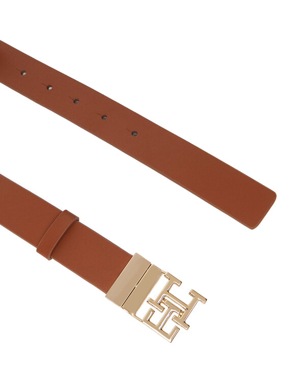 Tommy Hilfiger Ζώνη Γυναικεία Tommy Hilfiger Th Logo 3.0 Rev Mono AW0AW18019 Καφέ