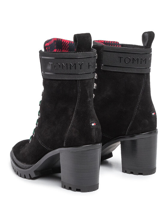 Tommy Hilfiger Botines planos Tommy Hilfiger Sporty Outdoor Mid Heel Lace Up FW0FW04341 Negro