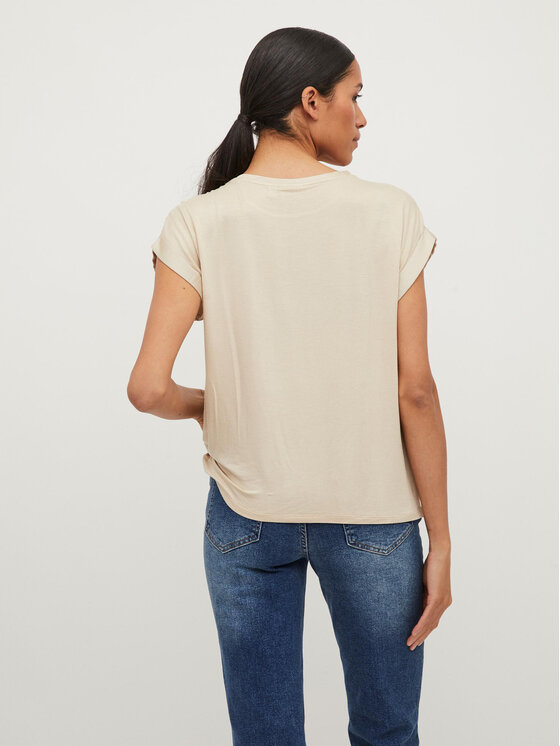 Vila Vila Футболка Ellette 14059563 Бежевий Regular Fit