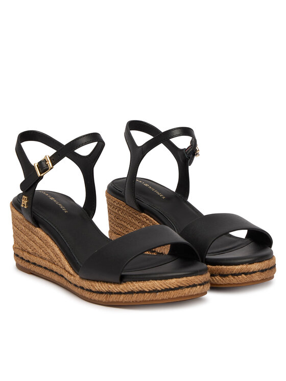 Tommy Hilfiger Espadryle Tommy Hilfiger Mid Wedge Espad Leather FW0FW09340 Czarny