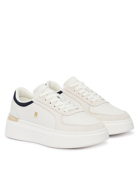 Tommy Hilfiger Tenisice Tommy Hilfiger Th Satin Platform Sneaker FW0FW09307 Écru